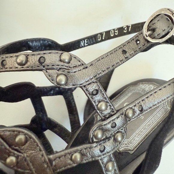Christian Dior Black Grey Gunmetal Suede Leather Caged Runway 2009 Sandals EU37 - Picture 9 of 15